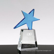 Cannes Cup Blank Glass Blue Crystal Stickers Clear Five Star Shape Crystal Award Trophy